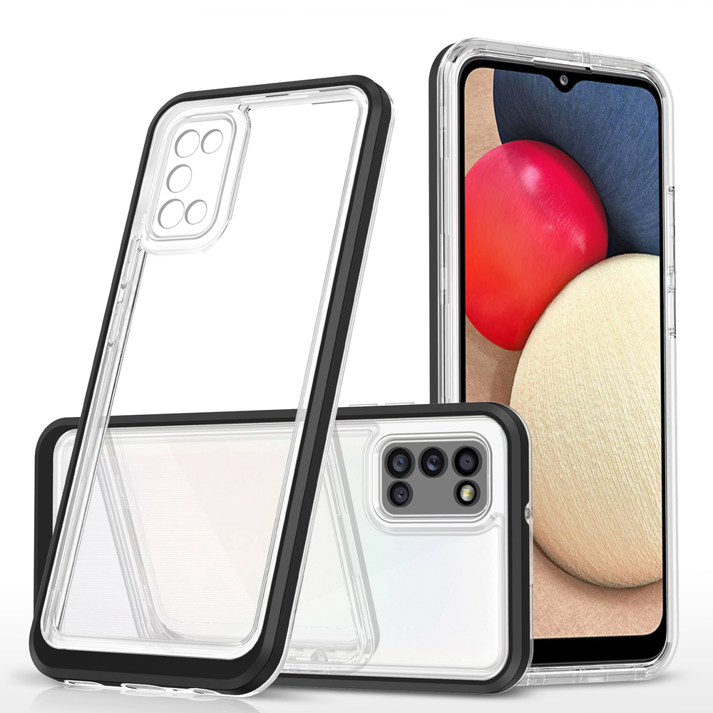 Skaidrus 3in1 dėklas Samsung Galaxy A03s – juodas