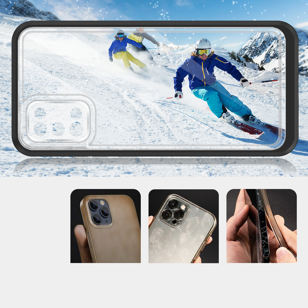 Skaidrus 3in1 dėklas Samsung Galaxy A03s – juodas