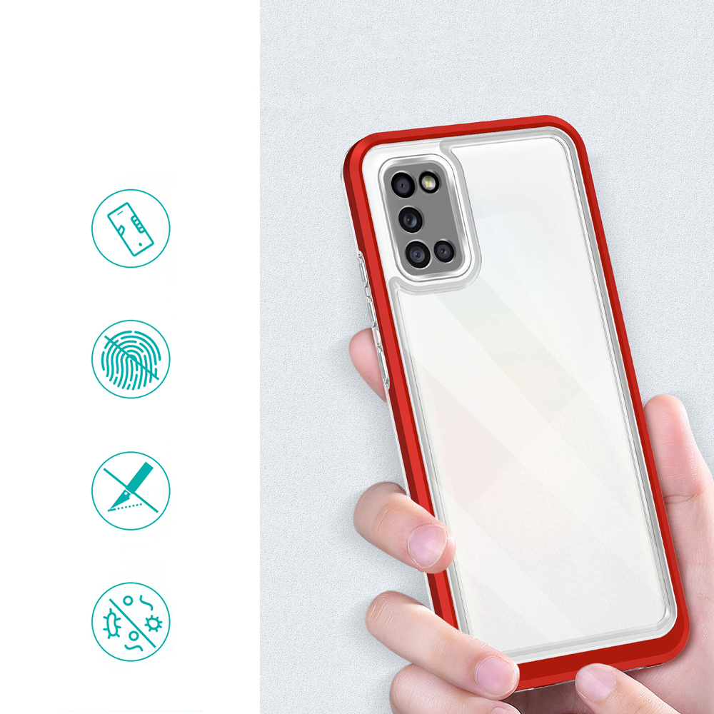 Skaidrus dėklas Samsung Galaxy A03s – raudonas rėmelis