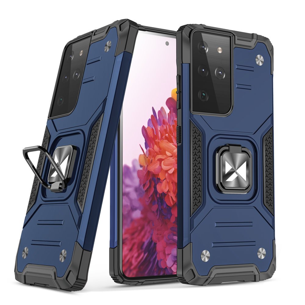 Wozinsky Ring Armor dėklas Galaxy S22 Ultra – mėlynas