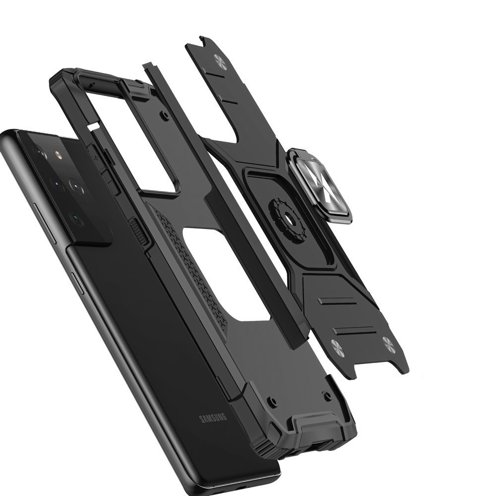 Wozinsky Ring Armor dėklas Galaxy S22 Ultra – mėlynas