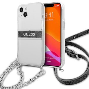 Guess skaidrus dėklas iPhone 13 mini su dirželiu