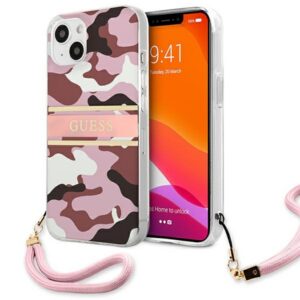 Guess Camouflage dėklas iPhone 13 mini – rožinis