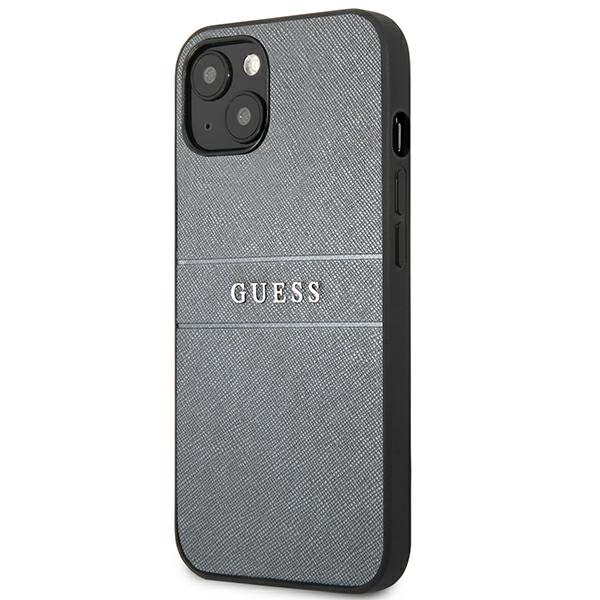 Guess Saffiano Stripe dėklas iPhone 13 mini – pilkas