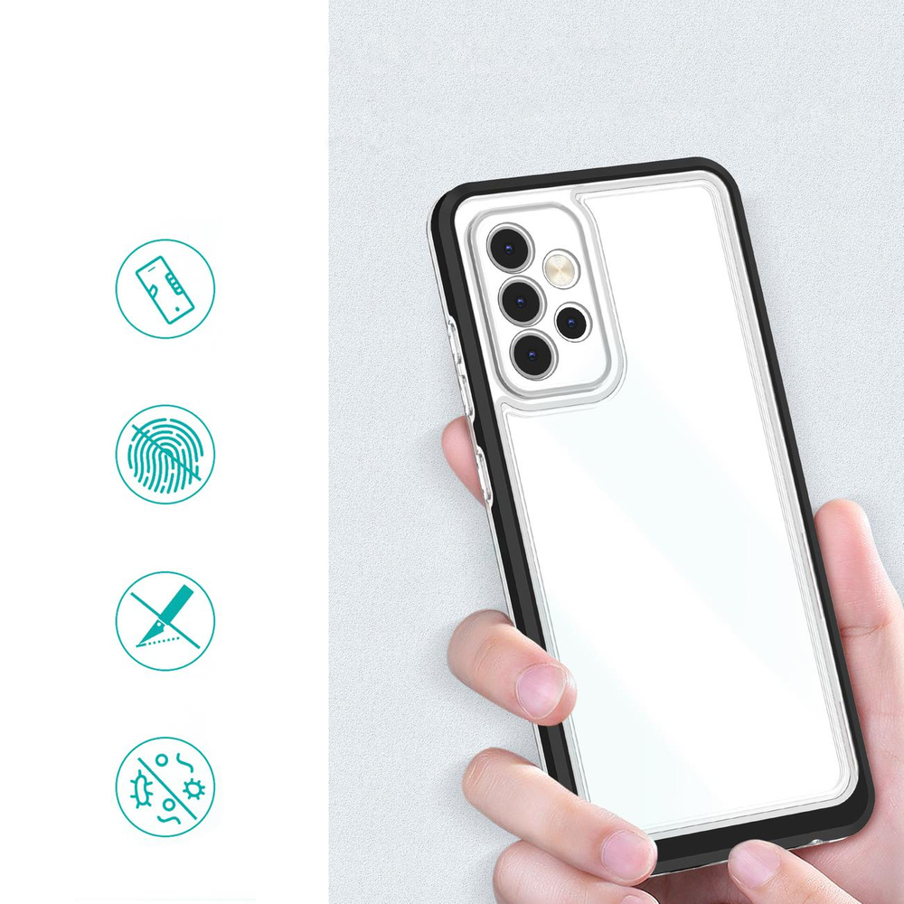 Skaidrus dėklas Samsung Galaxy A73 – juodas rėmelis