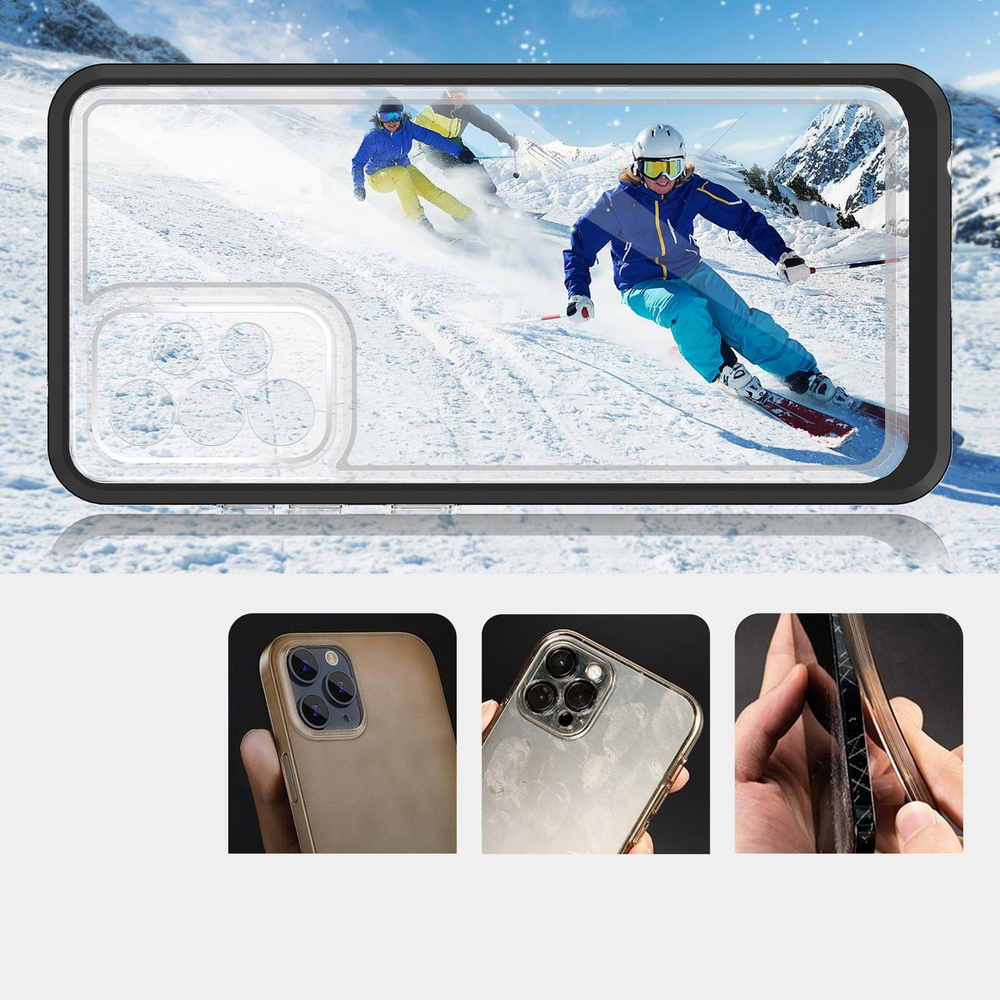 Skaidrus dėklas Samsung Galaxy A73 – juodas rėmelis