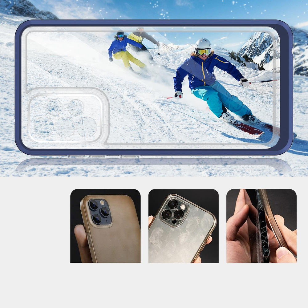 Skaidrus 3in1 dėklas Samsung Galaxy A73 – mėlynas