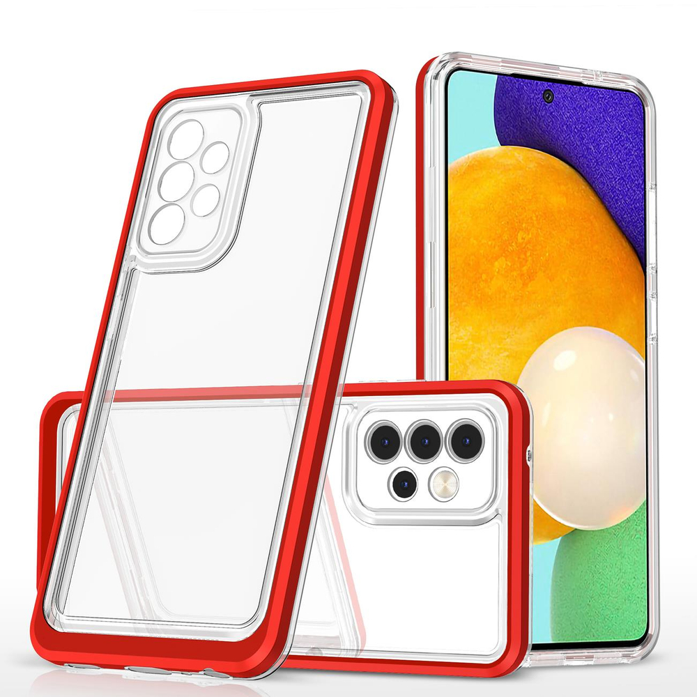 Skaidrus 3in1 dėklas Samsung Galaxy A73 – raudonas