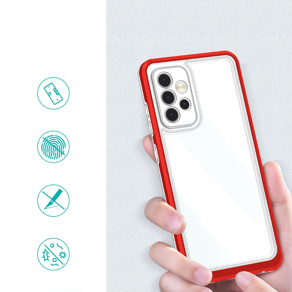 Skaidrus 3in1 dėklas Samsung Galaxy A73 – raudonas