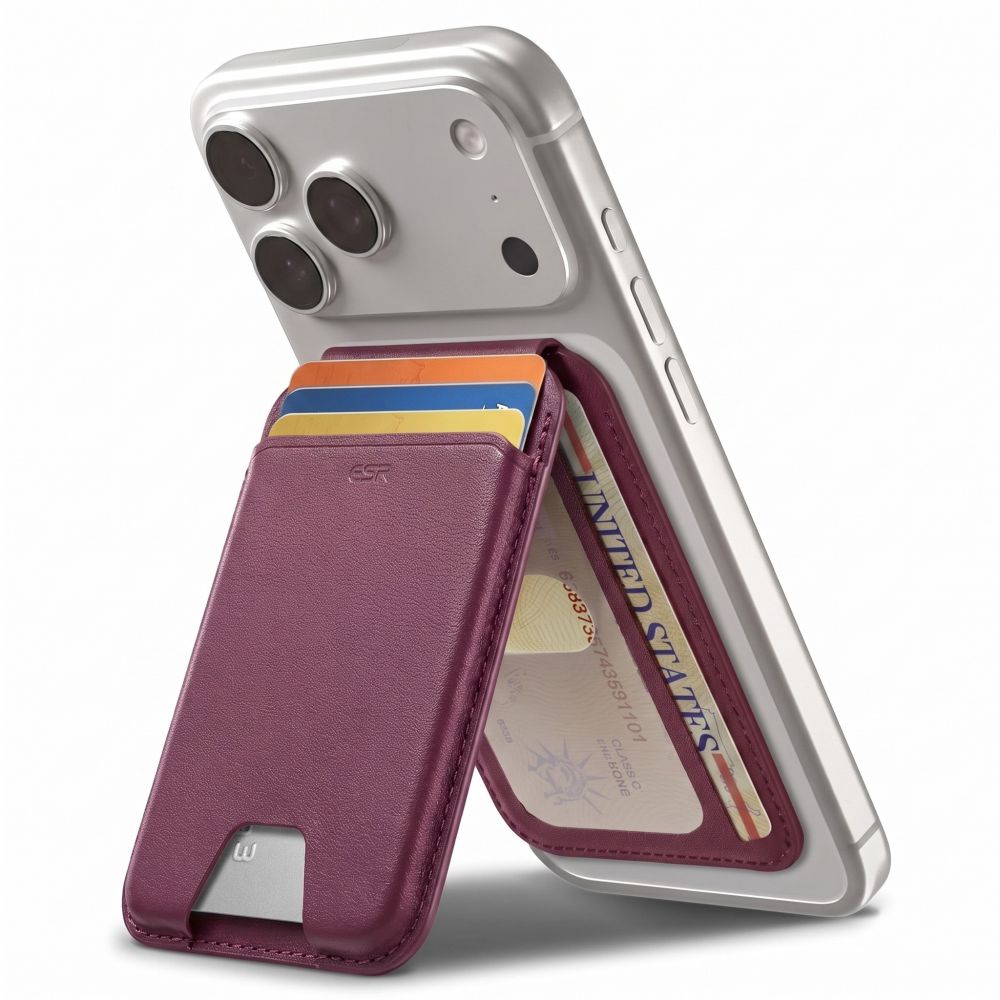 Piniginė ESR Classic RFID Magnetic Wallet Stand su MagSafe, tamsiai bordinė