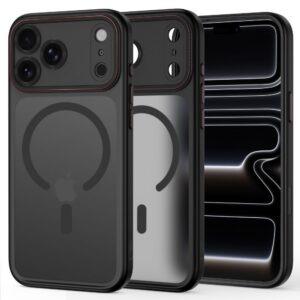 Dėklas Tech-Protect MagCam MagSafe iPhone 17 Pro Max / 18 Pro Max, matinis juodas / raudonas