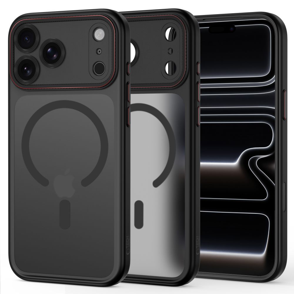 Dėklas Tech-Protect MagCam MagSafe iPhone 17 Pro Max / 18 Pro Max, matinis juodas / raudonas