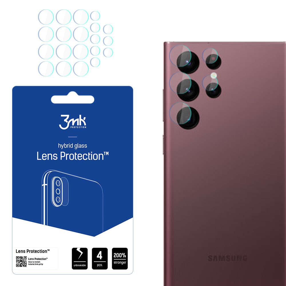 3mk Lens Protection™ hibridinis stiklas Samsung Galaxy S22 Ultra 5G kamerą objektyvo apsauga