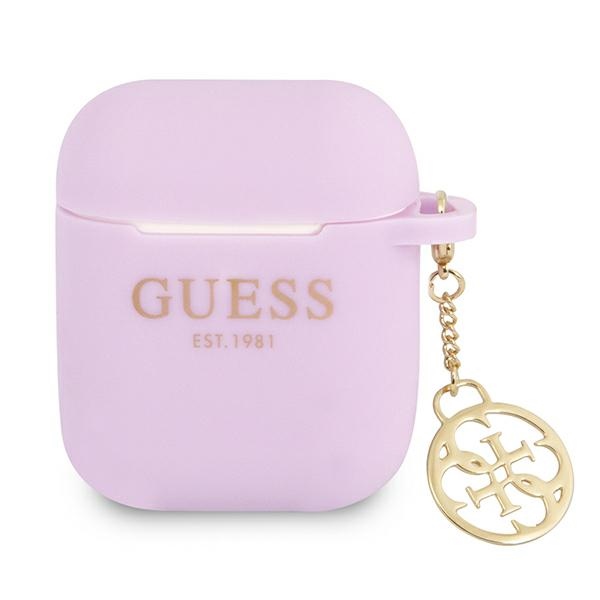 Guess silikoninis dėklas AirPods 1/2 – violetinis