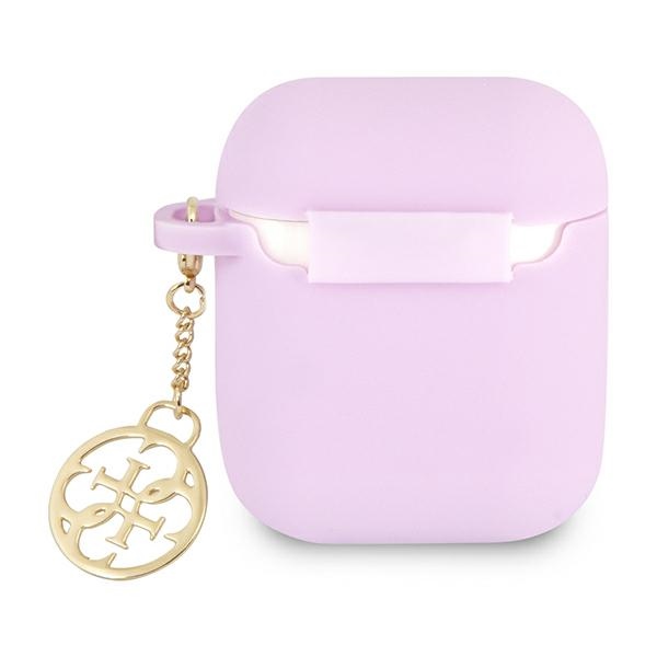 Guess silikoninis dėklas AirPods 1/2 – violetinis
