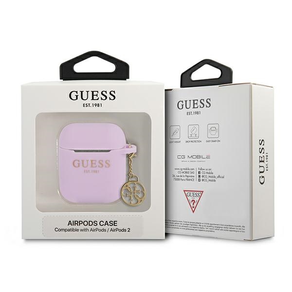 Guess silikoninis dėklas AirPods 1/2 – violetinis