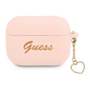 Guess silikoninis dėklas AirPods Pro – rožinis, su pakabuku