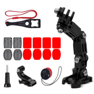 GoPro aksesuarų rinkinys šalmo montavimui GoPro, DJI, Insta360, SJCam, Eken sporto kameroms (GoPro dviračio šalmo žandikaulio turėtojas)