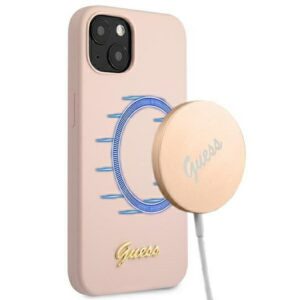 Guess MagSafe silikoninis dėklas iPhone 13 – rožinis