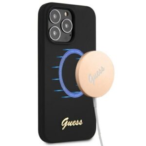 Guess MagSafe silikoninis dėklas iPhone 13 Pro Max – juodas