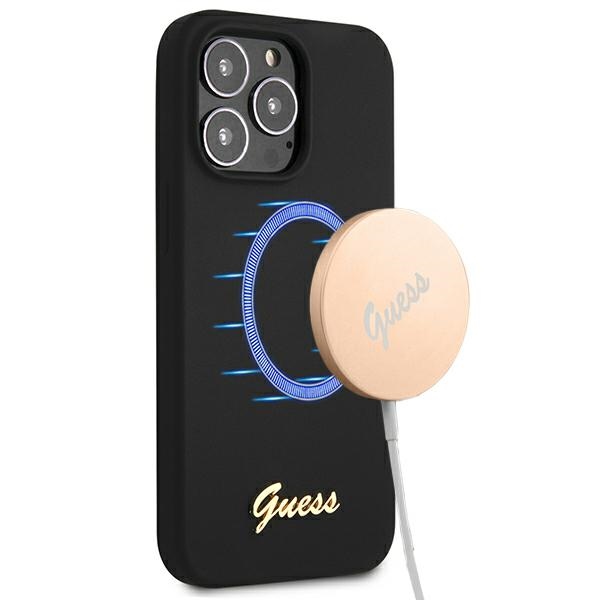 Guess MagSafe silikoninis dėklas iPhone 13 Pro Max – juodas