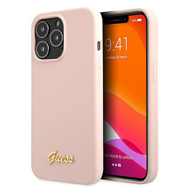 Guess MagSafe silikoninis dėklas iPhone 13 Pro Max – rožinis