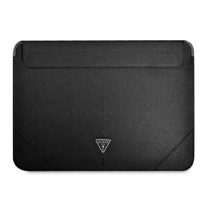 Guess Saffiano Triangle Logo dėklas 14" nešiojamajam kompiuteriui – juodas