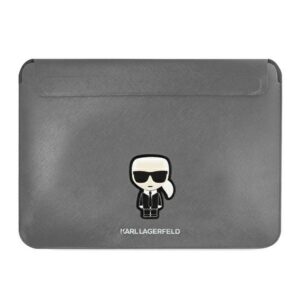 Karl Lagerfeld Saffiano Ikonik Karl dėklas 13-14" nešiojamajam kompiuteriui - sidabrinė