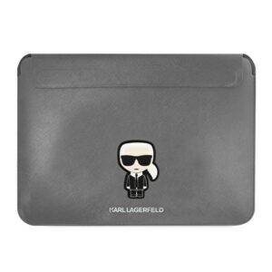 Karl Lagerfeld Saffiano Ikonik Karl dėklas 16" nešiojamajam kompiuteriui - sidabrinė