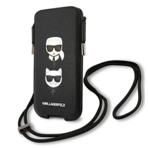 Karl Lagerfeld Saffiano telefono krepšelis 6,7" – juodas