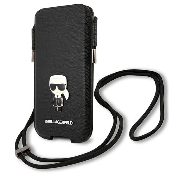 Karl Lagerfeld Saffiano Ikonik Karl 6.7" rankinė - juoda