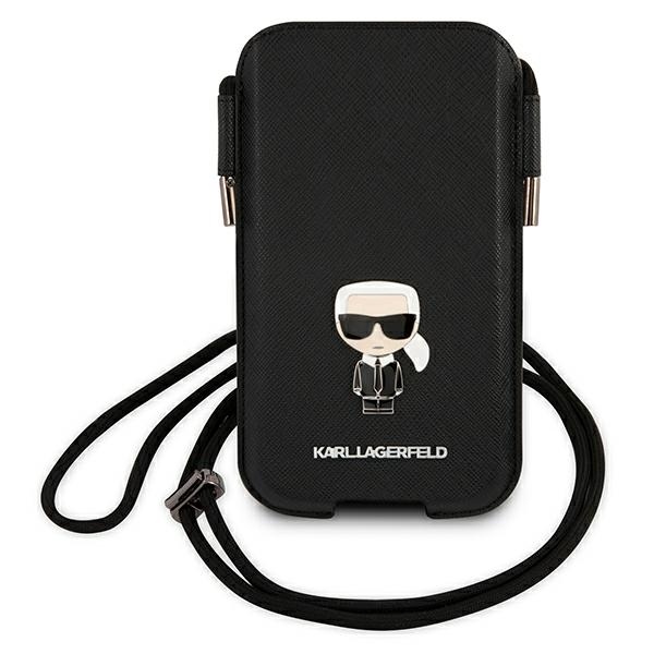 Karl Lagerfeld Saffiano Ikonik Karl 6.7" rankinė - juoda