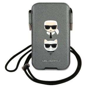 Telefono krepšelis Karl Lagerfeld Saffiano 6,1" – pilkas