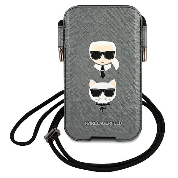 Telefono krepšelis Karl Lagerfeld Saffiano 6,1" – pilkas