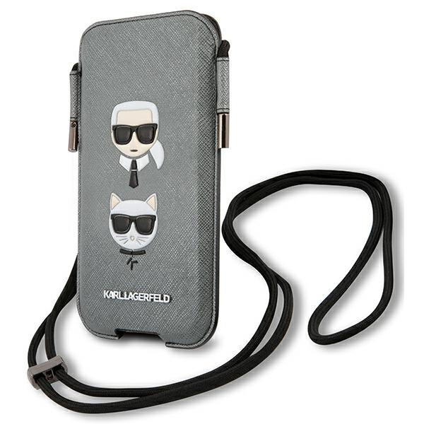 Telefono krepšelis Karl Lagerfeld Saffiano 6,1" – pilkas