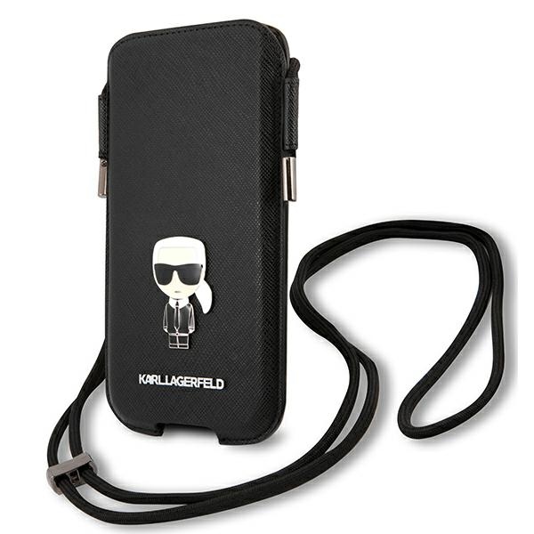 Karl Lagerfeld Saffiano Ikonik Karl 6.1" rankinė - juoda