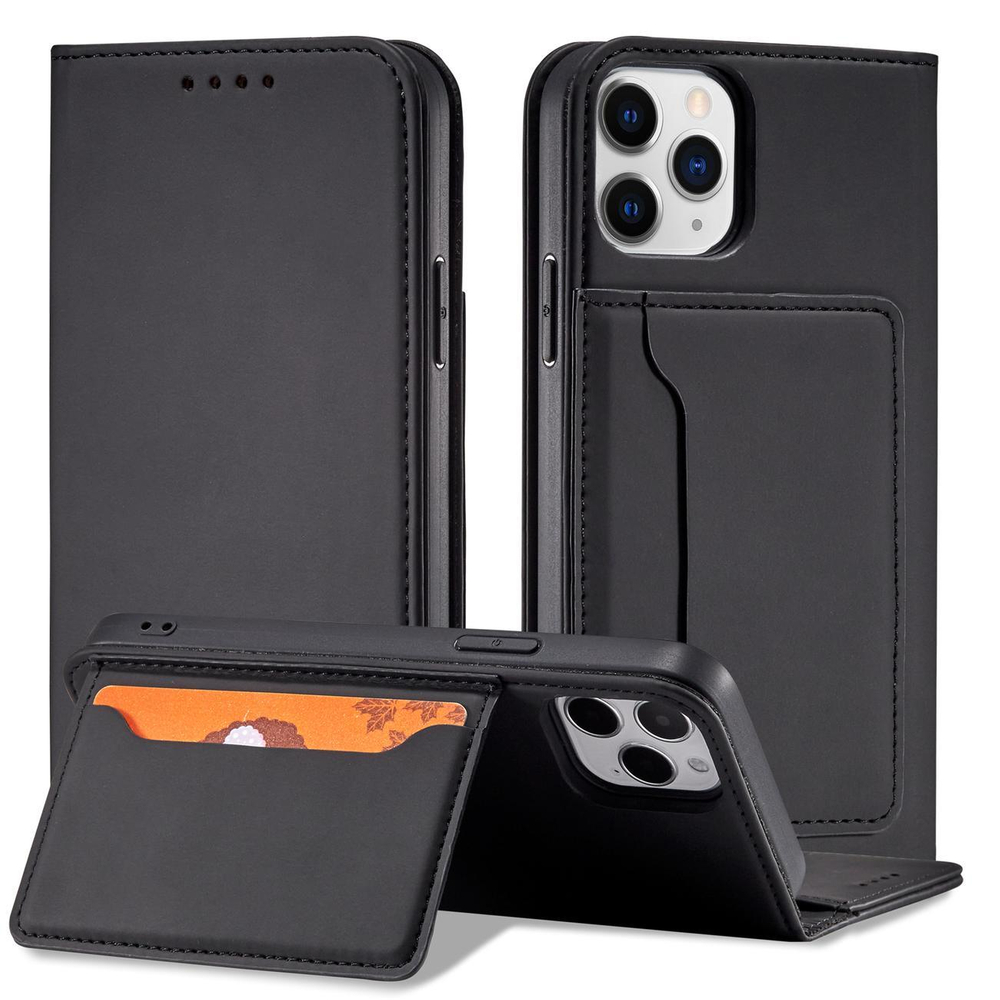 Magnetinis dėklas-piniginė iPhone 12 Pro – juodas