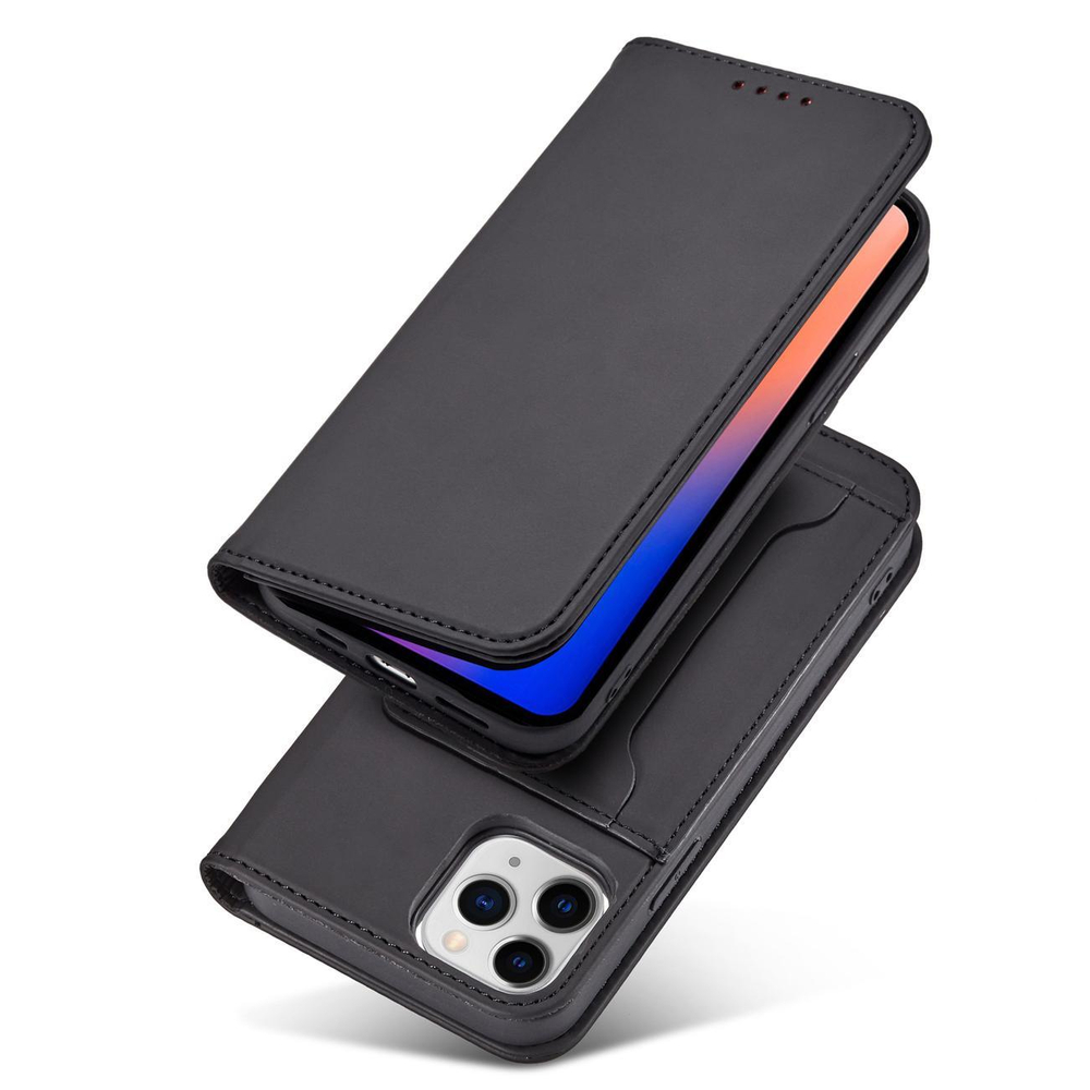 Magnetinis dėklas-piniginė iPhone 12 Pro – juodas
