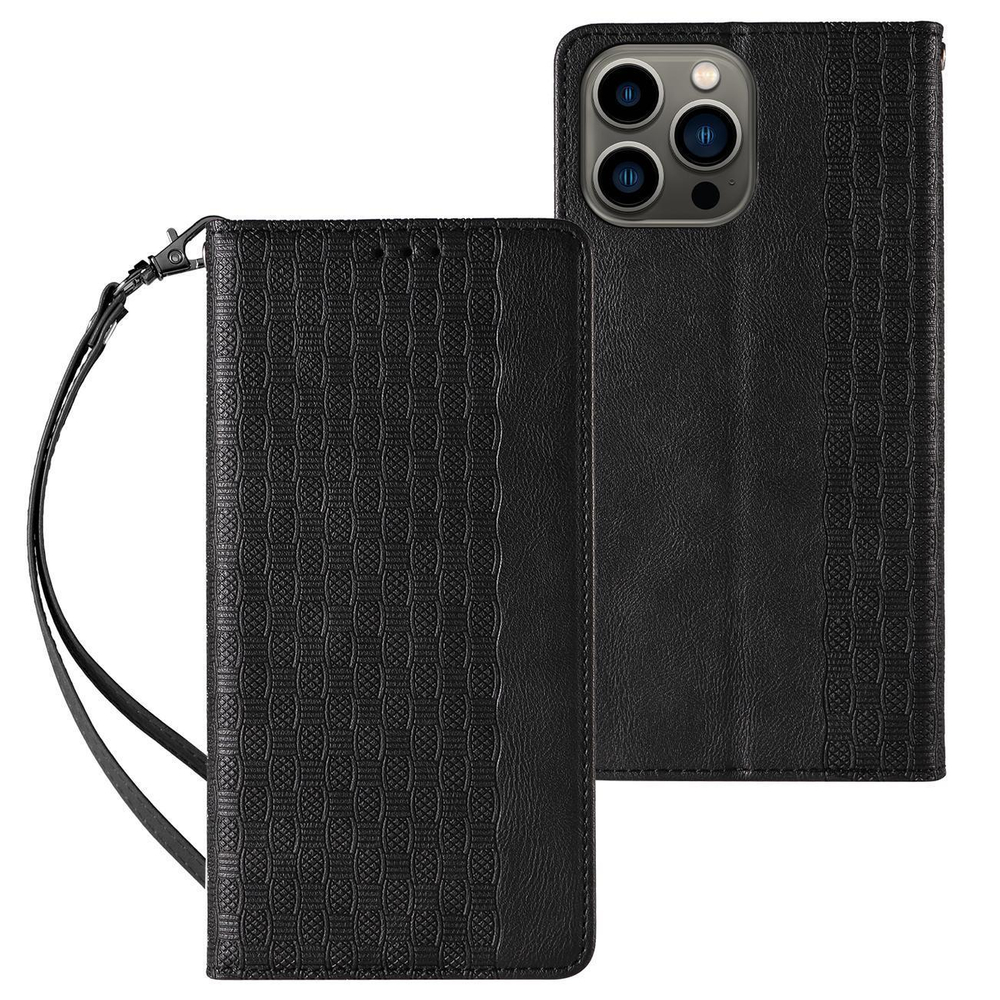 Magnetinis piniginės dėklas iPhone 13 Pro Max – juodas