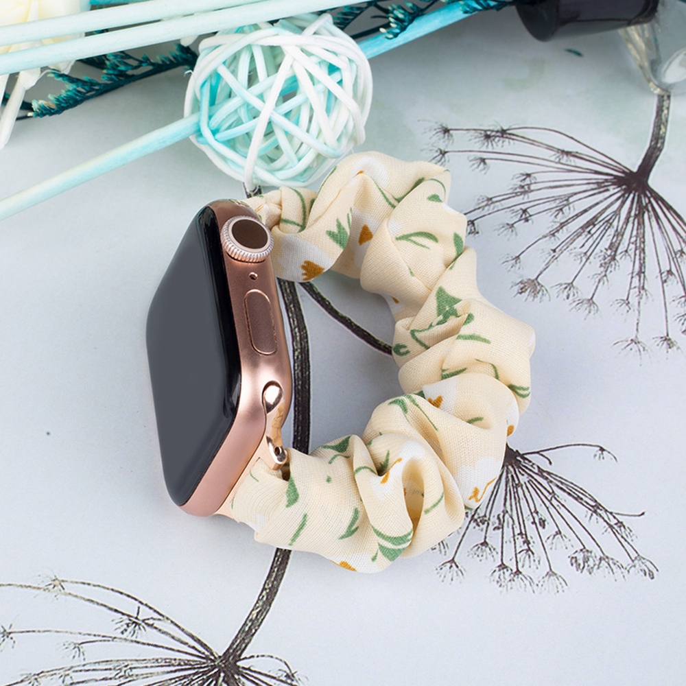 Tekstilinis Apple Watch dirželis 42/44/45mm apyrankė elastinga juosta - geltona