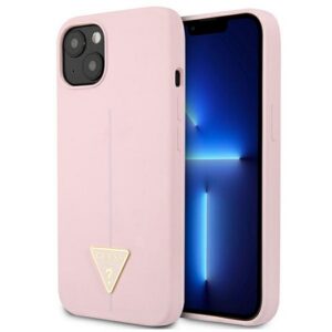 Guess Silicone Triangle dėklas iPhone 13 mini 5.4" – violetinis