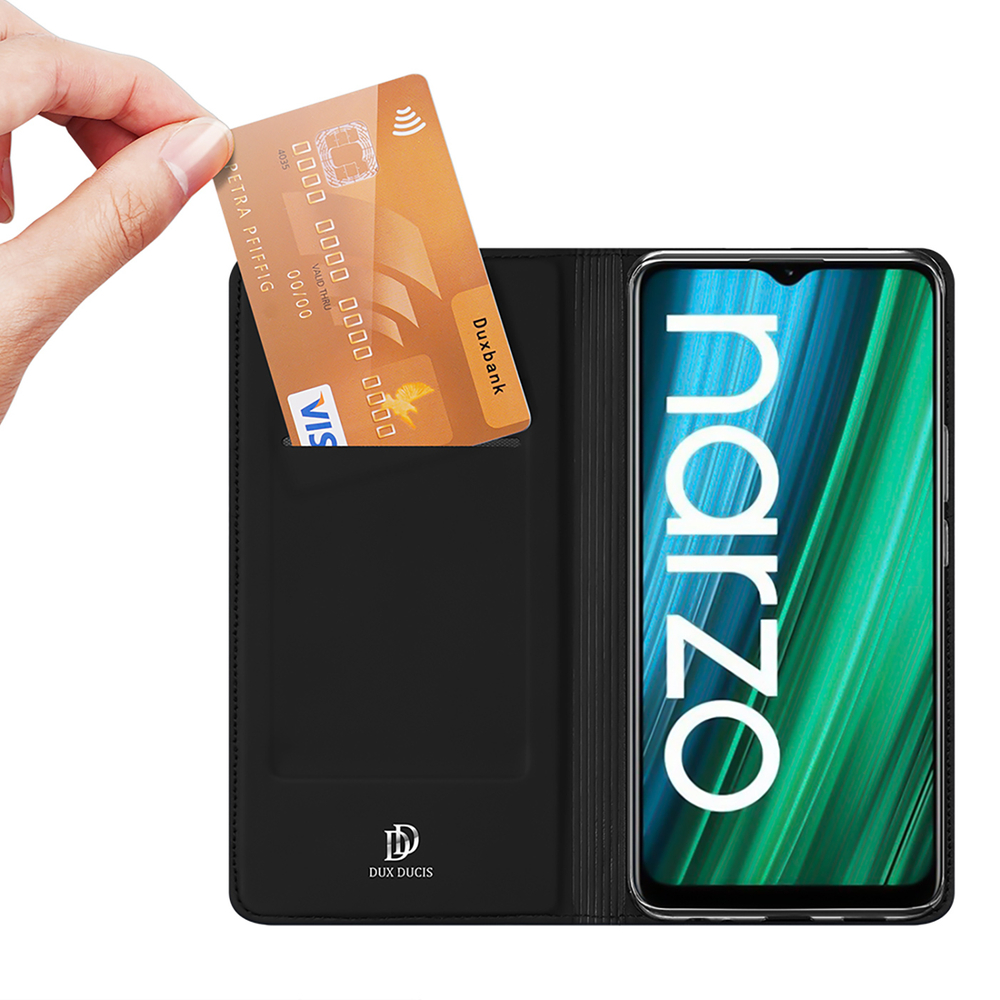 Dux Ducis Skin Pro atverčiamas dėklas Realme Narzo 50A – juodas