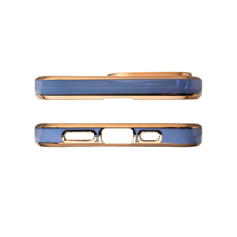 Silikoninis dėklas Samsung Galaxy A12 5G – mėlynas, auksinis rėmelis