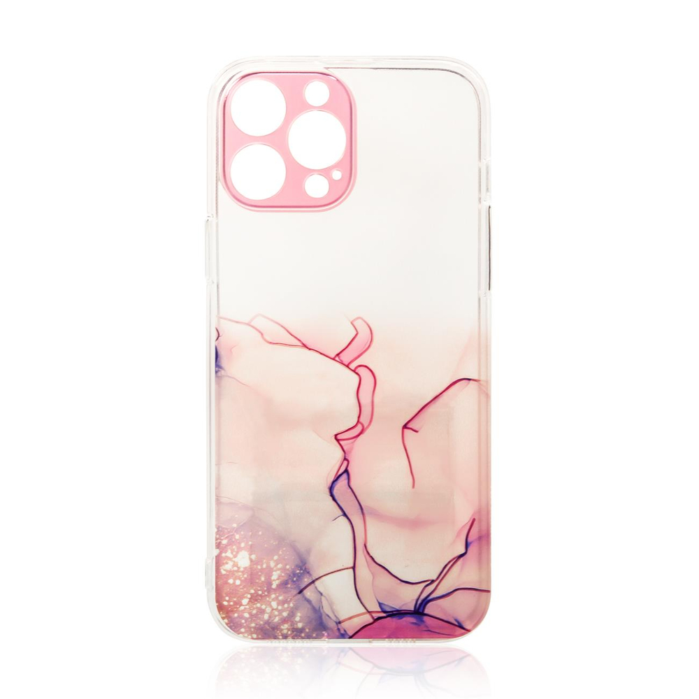 Skaidrus marmurinis TPU dėklas iPhone 12 Pro Max – rožinis