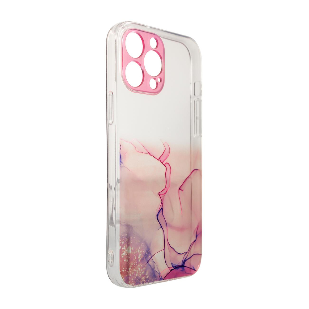 Skaidrus marmurinis TPU dėklas iPhone 12 Pro Max – rožinis