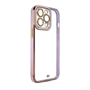 Fashion Case dėklas Samsung Galaxy A12 5G – violetinis (auksinis rėmelis)
