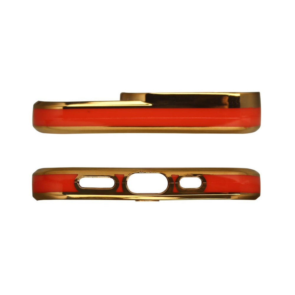 Skaidrus TPU dėklas iPhone 12 – auksinis rėmelis, raudonas