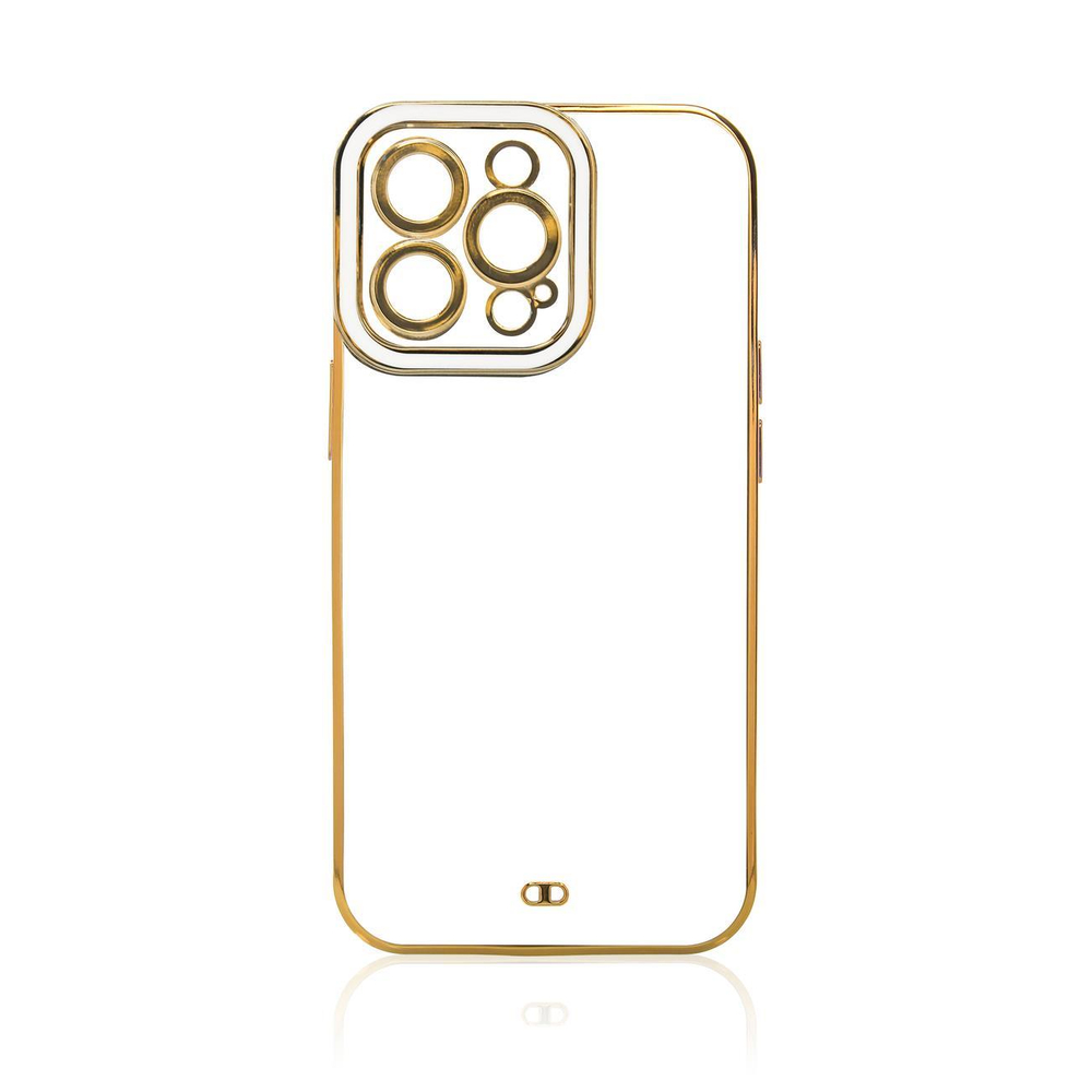 Skaidrus dėklas Samsung Galaxy A12 5G – baltas, auksinis rėmelis