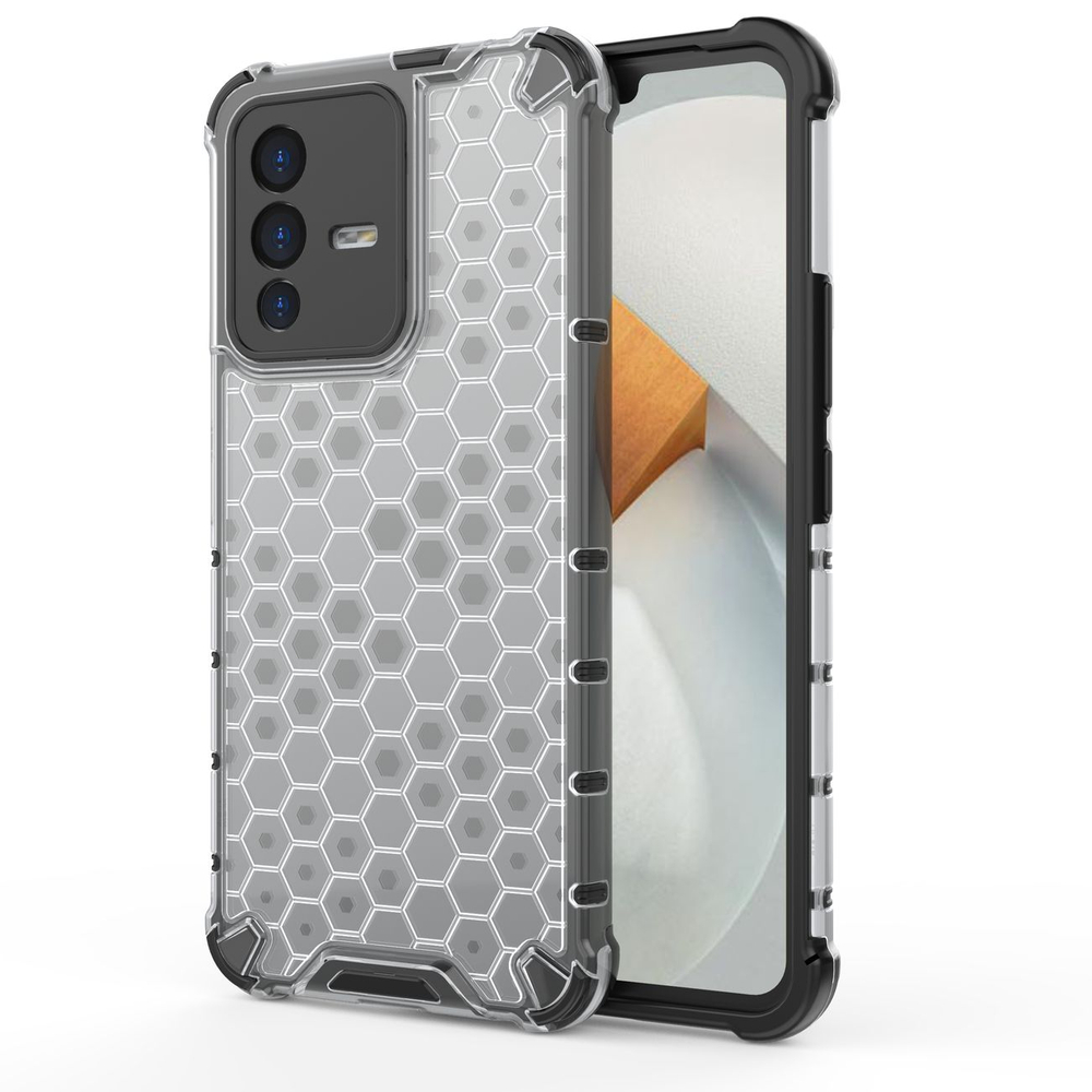 Honeycomb dėklas armored dangtelis su gel frame skirtas Vivo V23 5G skaidriai