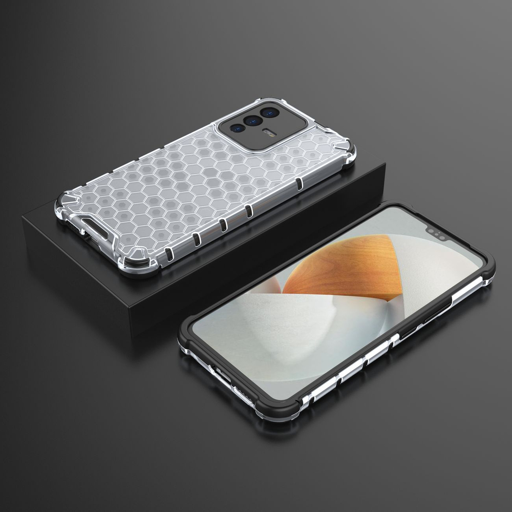Honeycomb dėklas armored dangtelis su gel frame skirtas Vivo V23 5G skaidriai